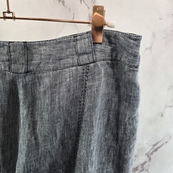 Ecologie Pants Womens 6 Blue Linen Wide Leg High Rise Navy Crop Vintage Lined - Picture 9 of 10